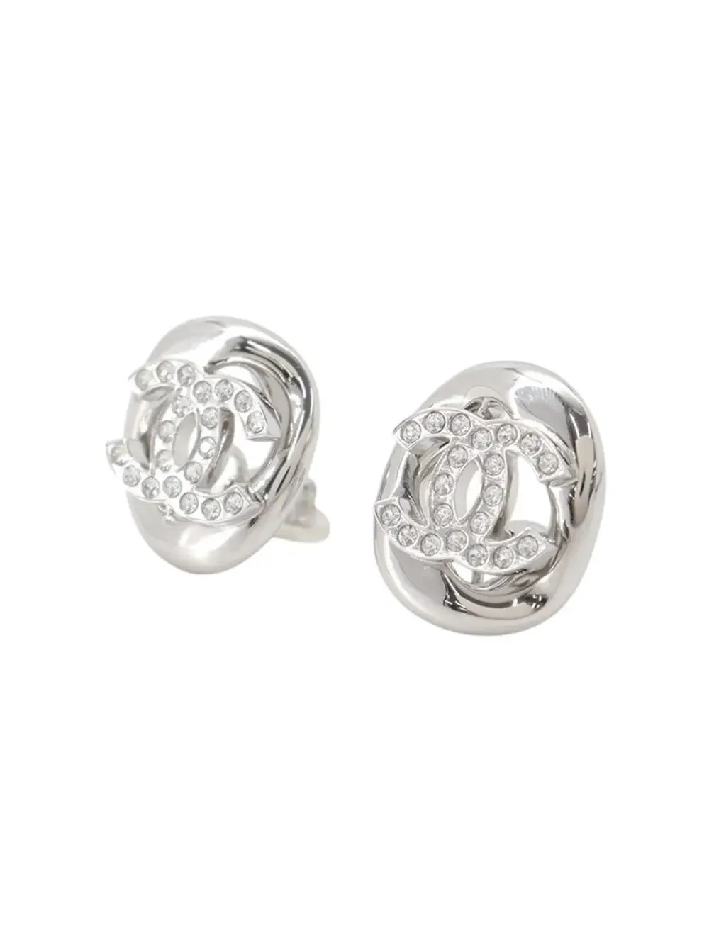 Chanel Cc Logo Clip-On Earrings Silver- #357592C10B